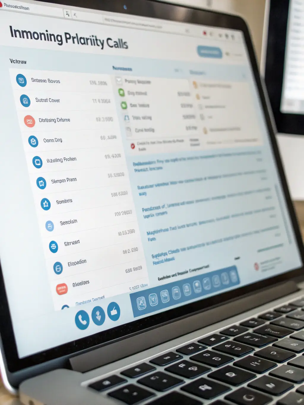 A screenshot of the OVSTELECOM software showing a user easily managing and filtering call logs based on date, caller ID, or call duration.