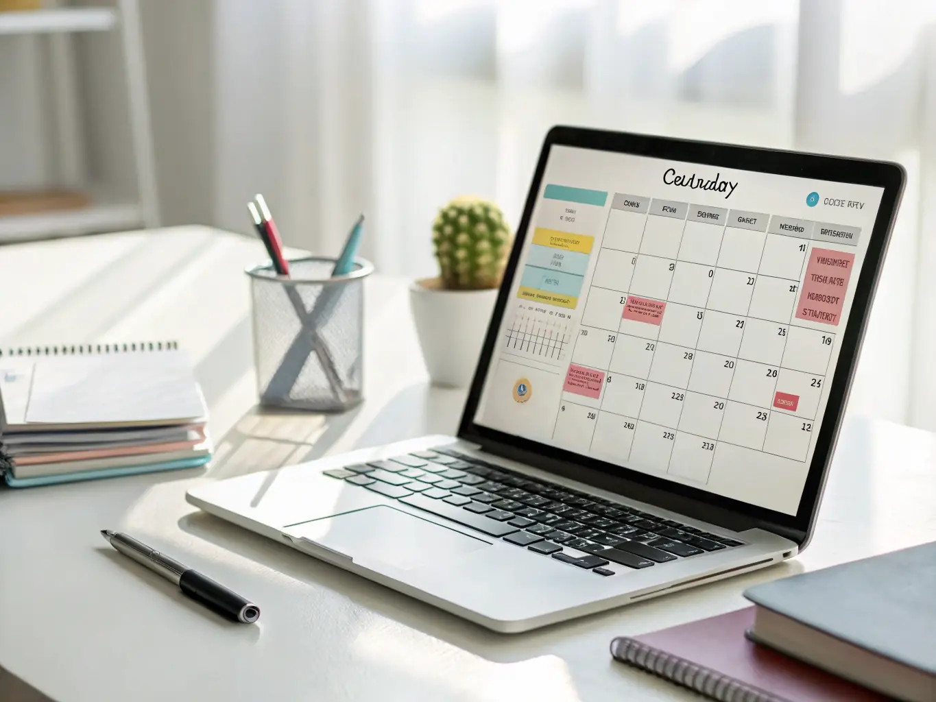 A smartphone displaying an SMS notification from OVSTELECOM, showcasing a personalized appointment reminder. The background is a modern office setting, emphasizing the convenience and efficiency of SMS communication.